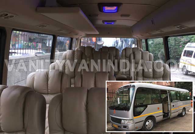 13 seater big modified seats toyota coaster min van hire in delhi