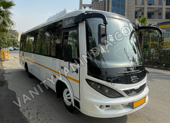 14 seater sml isuzu luxury coach with toilet hire in delhi