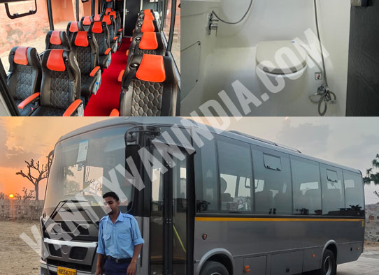 16 seater marcopolo imported mini coach with toilet washroom hire in delhi