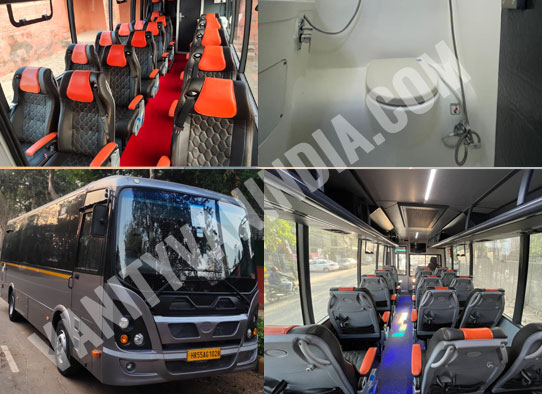 18 seater marcopolo imported mini coach with toilet washroom hire in delhi