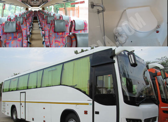 41 seater volvo luxury coach with toilet hire in delhi