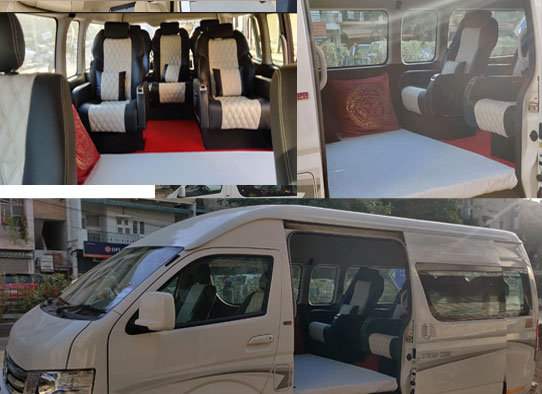6 seater foton view cs2 imported mini van with bed hire in delhi