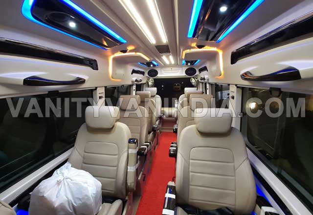 8 seater new super deluxe 1x1 maharaja mini tempo traveller with sofa seating hire delhi