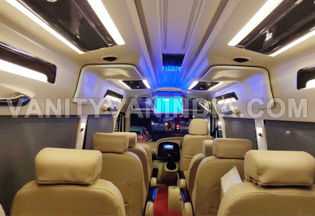 8 seater new super deluxe 1x1 maharaja tempo traveller with sofa hire in delhi