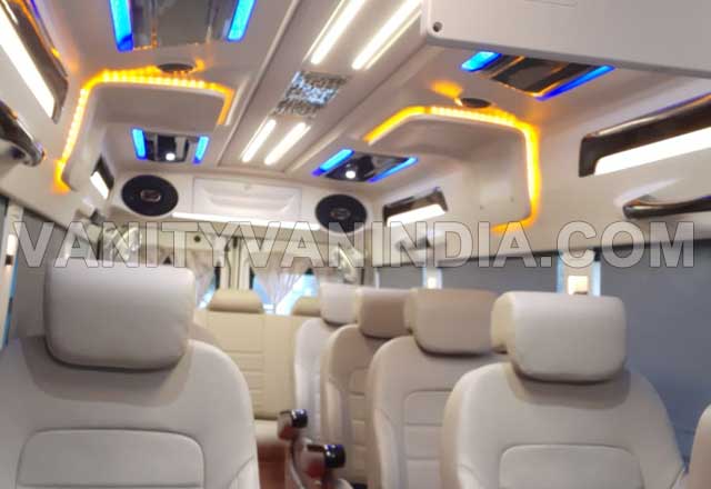 8 seater super deluxe 1x1 maharaja mini tempo traveller with sofa hire delhi
