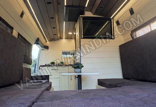 8 seater new caravan vanity van with toilet hire in delhi jaipur, 9 seater new imported vanity van jaipur delhi