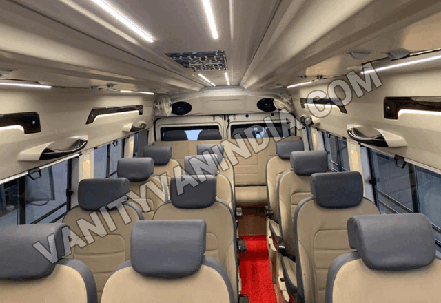 15 seater super deluxe 2x1 luxury pkn modified tempo traveller hire in delhi