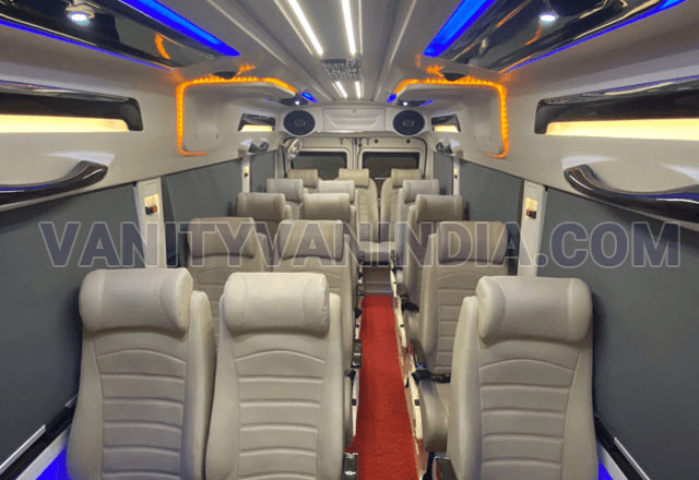 16 seater super deluxe 2x1 luxury pkn modified tempo traveller hire in delhi