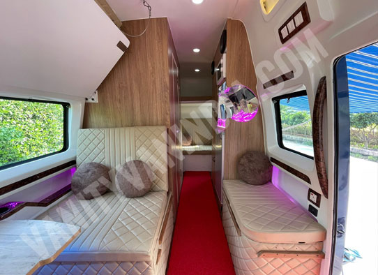 luxury caravan with sofa bed kitchen hire for election promotion in india