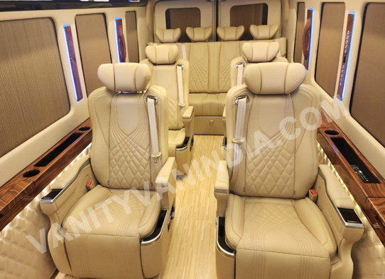 9 seater super force urbania luxury van with 1x1 maharaja seats hire delhi